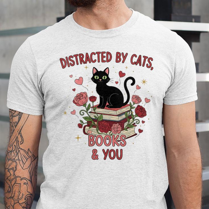 Women's Cat Books Romantic Floral Aesthetic Book Lover Cat Owner Unisex Jersey T-Shirt Women's Cat Books Romantic Floral Aesthetic Book Lover Cat Owner Unisex Jersey T-Shirt