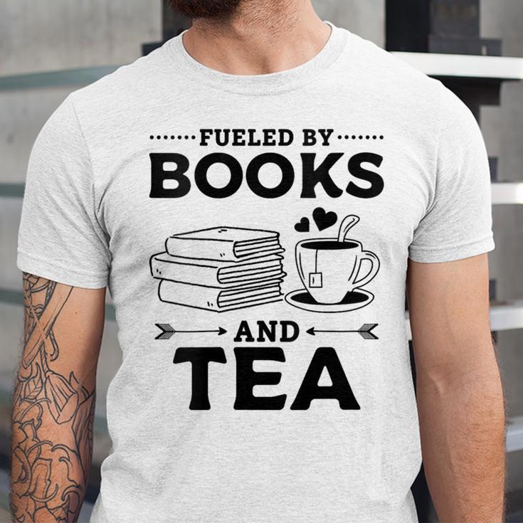Women's Fueled By Books And Tea Book Lover Bookworm Reading Books Unisex Jersey T-Shirt