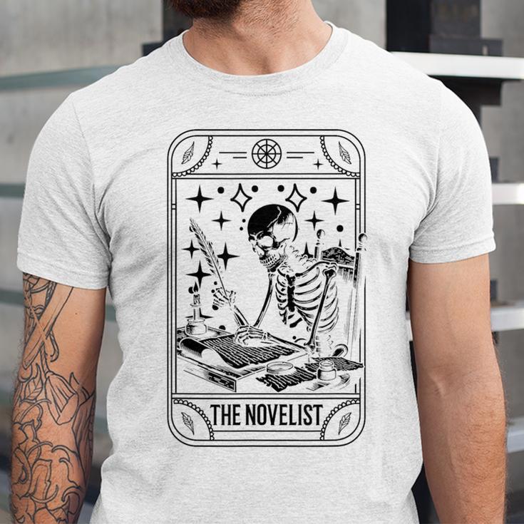 Writer Novelist Book Poetry Author Skeleton Tarot Card Unisex Jersey T-Shirt Writer Novelist Book Poetry Author Skeleton Tarot Card Unisex Jersey T-Shirt