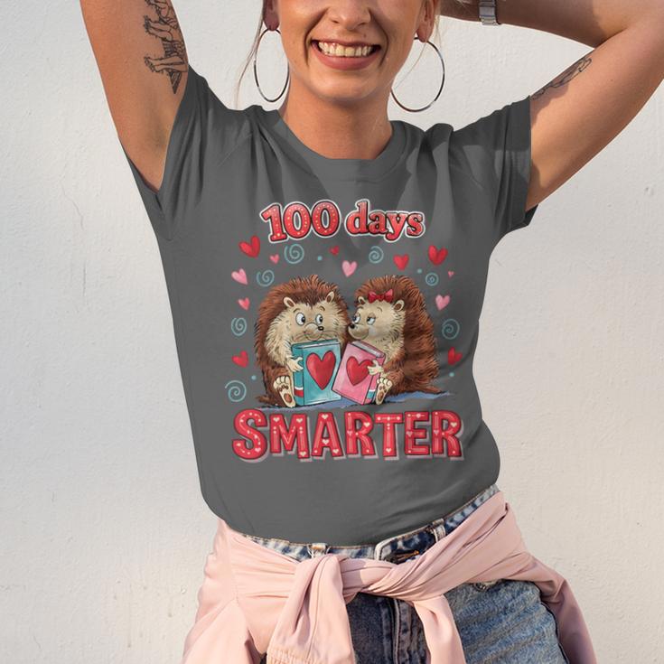 100 Days Smarter Shirt Cute Hedgehog Love Books School Tee Unisex Jersey T-Shirt