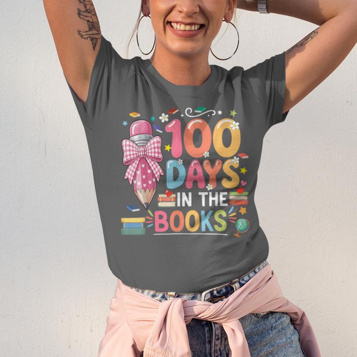 100th Day Of School Teacher Floral 100 Days In The Books Unisex Jersey T-Shirt