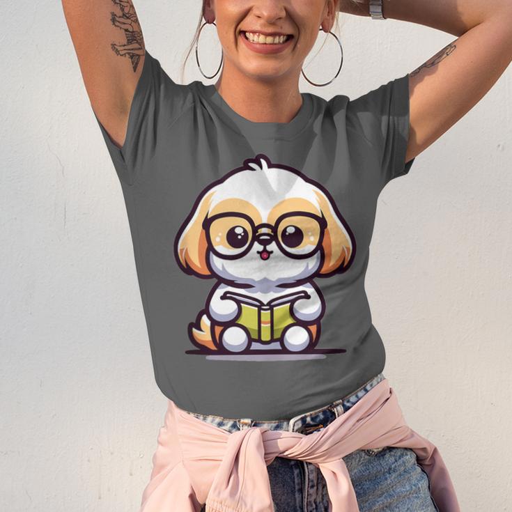 Adorable Book Lover Shih Tzu With Reading Glasses Cute Unisex Jersey T-Shirt Adorable Book Lover Shih Tzu With Reading Glasses Cute Unisex Jersey T-Shirt