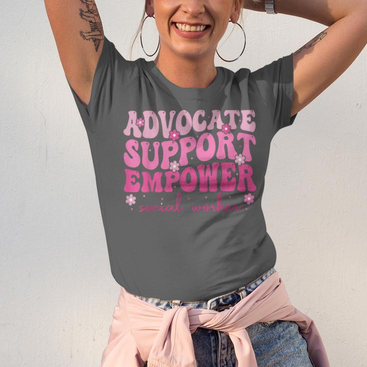 Advocate Support Empower Groovy Social Worker Graduation MSW Unisex Jersey T-Shirt
