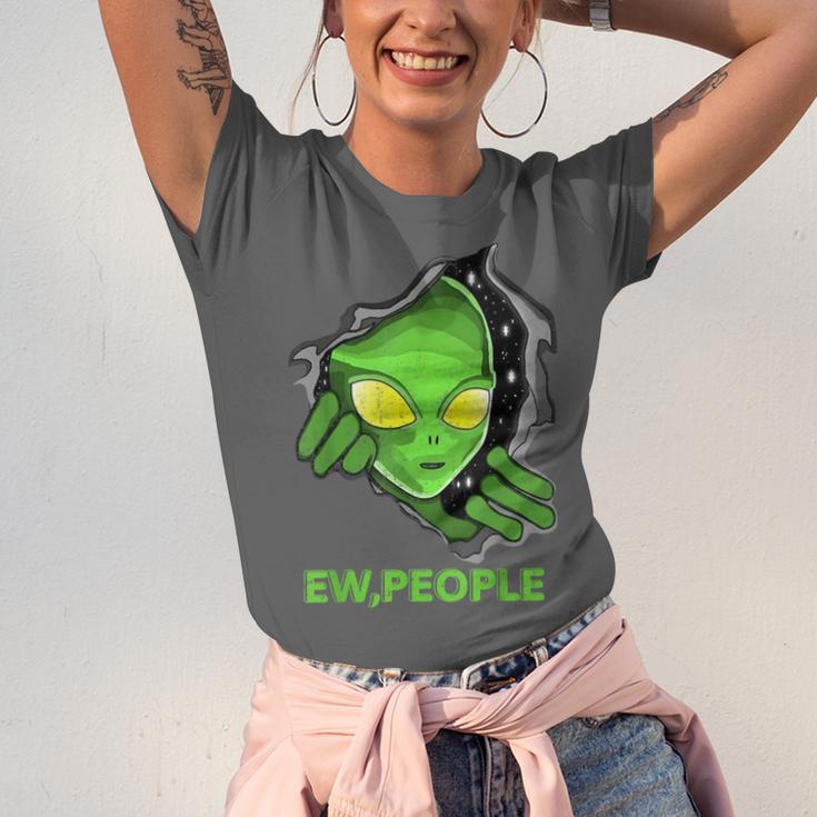 Alien Face Ew People UFO Introvert Meme Men Women Kids Unisex Jersey T-Shirt