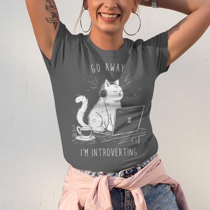 Antisocial Introvert Cat With Coffee On Computer Emo Goth Unisex Jersey T-Shirt Antisocial Introvert Cat With Coffee On Computer Emo Goth Unisex Jersey T-Shirt