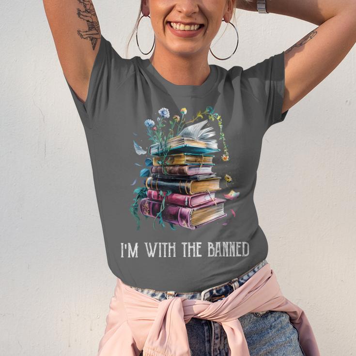 Im With The Banned Book Readers Librarians Read Banned Books Unisex Jersey T-Shirt