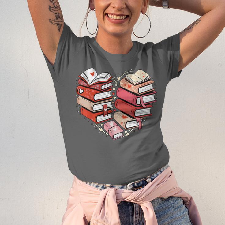 Book Lover Heart Shape Reading Librarian Valentine Men Women Unisex Jersey T-Shirt