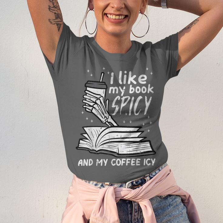 I Like My Book Spicy Read Reading Librarian Men Women Kids Unisex Jersey T-Shirt