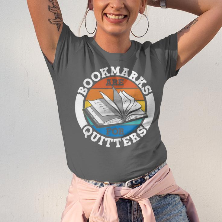Bookmarks Are For Quitters Reader Read Book Reading Unisex Jersey T-Shirt Bookmarks Are For Quitters Reader Read Book Reading Unisex Jersey T-Shirt