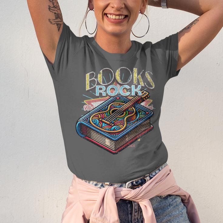 Books Rock Rock'n Roll Science Of Reading Teachers Guitar Unisex Jersey T-Shirt Books Rock Rock'n Roll Science Of Reading Teachers Guitar Unisex Jersey T-Shirt