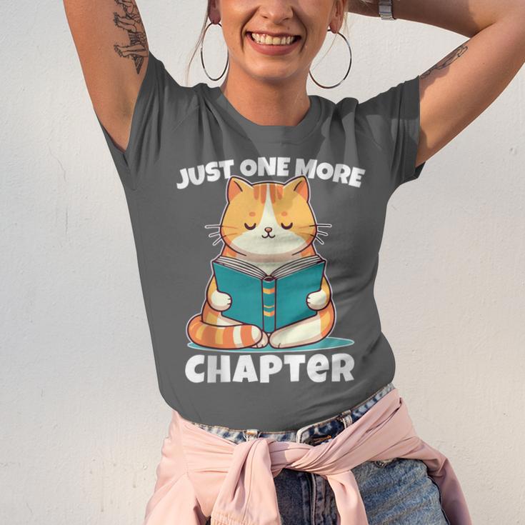 Cat Reading Books Bookworm Read One More Chapter Unisex Jersey T-Shirt