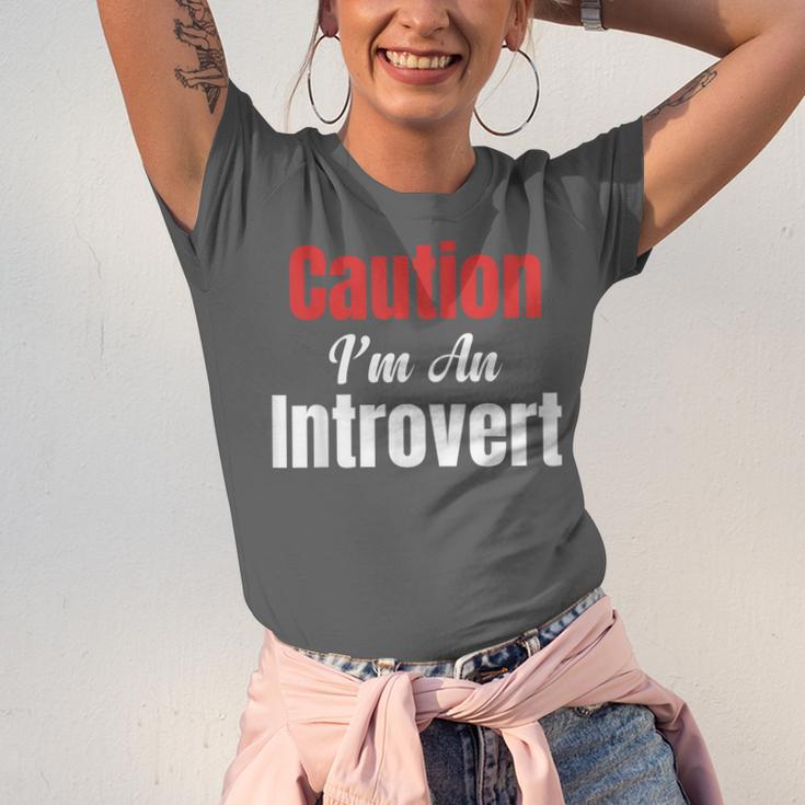 Caution I'm An Introvert Sarcastic Geek Video Gamer Jokes Unisex Jersey T-Shirt Caution I'm An Introvert Sarcastic Geek Video Gamer Jokes Unisex Jersey T-Shirt