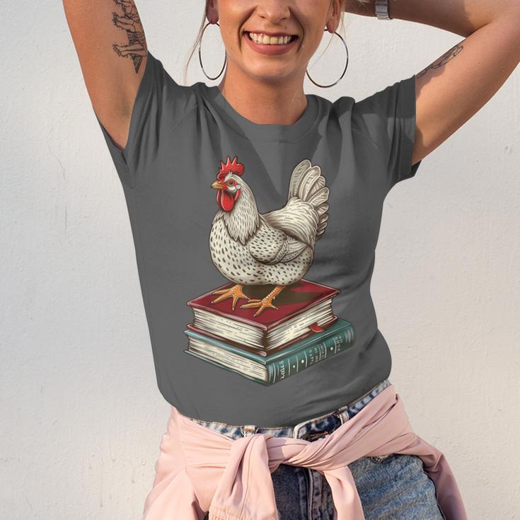 Chicken Books Back To School First Day Of School Boys Girls Unisex Jersey T-Shirt