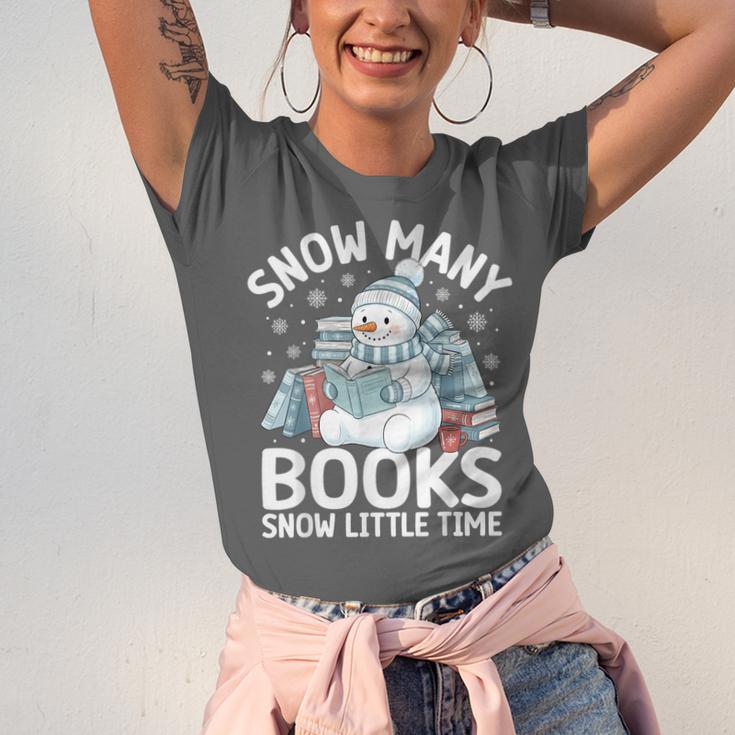 Christmas Reading Snowman So Many Books Men Women Kids Unisex Jersey T-Shirt