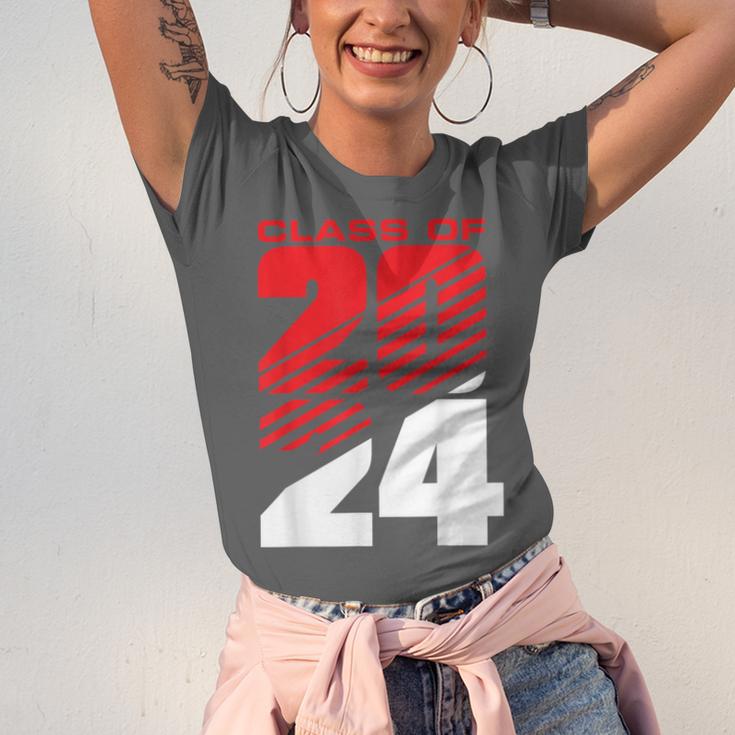 Class Of 2024 High School Senior Graduation Red Sports Style Unisex Jersey T-Shirt