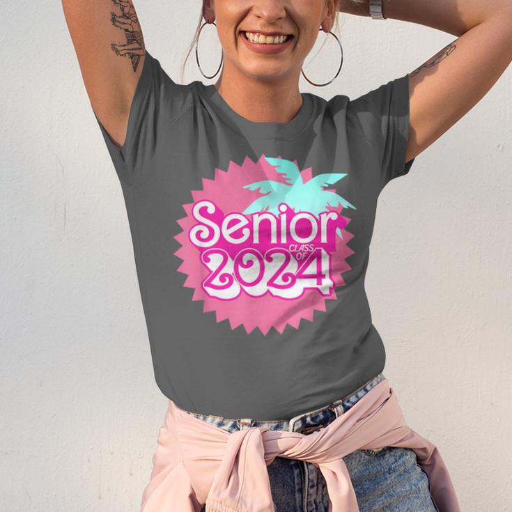 Class Of 2024 Senior Pink Retro Classic Girl Grad Graduation Unisex Jersey T-Shirt