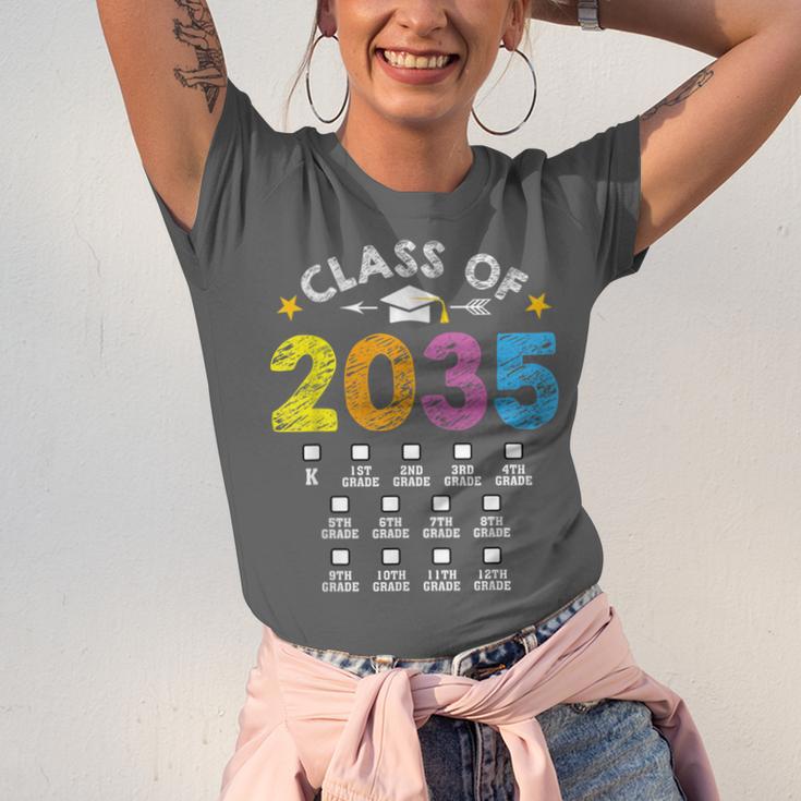 Class Of 2035 Grow With Me Checklist Graduation Unisex Jersey T-Shirt
