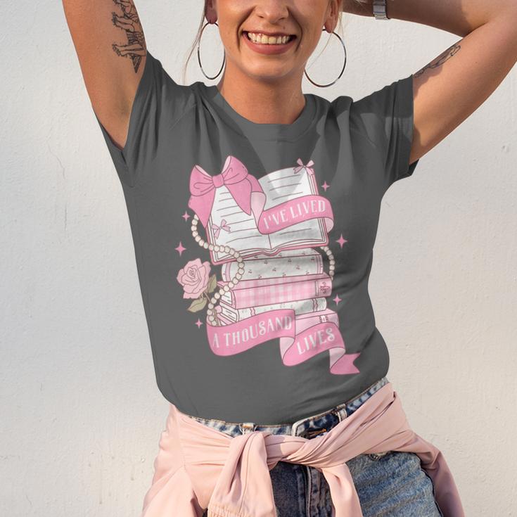 Coquette Reading Book Lover Pink Bow Bookish Mom & Daughter Unisex Jersey T-Shirt Coquette Reading Book Lover Pink Bow Bookish Mom & Daughter Unisex Jersey T-Shirt