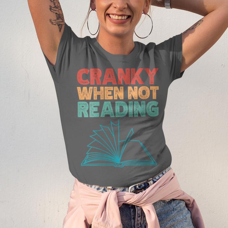 Cranky When Not Reading Retro Vintage Book Lover Unisex Jersey T-Shirt Cranky When Not Reading Retro Vintage Book Lover Unisex Jersey T-Shirt
