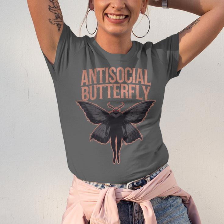 Cryptid Cryptozoology Mothman Introvert -Adults Butterfly Small Crew Neck Classic Fit Short Sleeve Polyester 100 Printed Blended Fabric Unisex Jersey T-Shirt