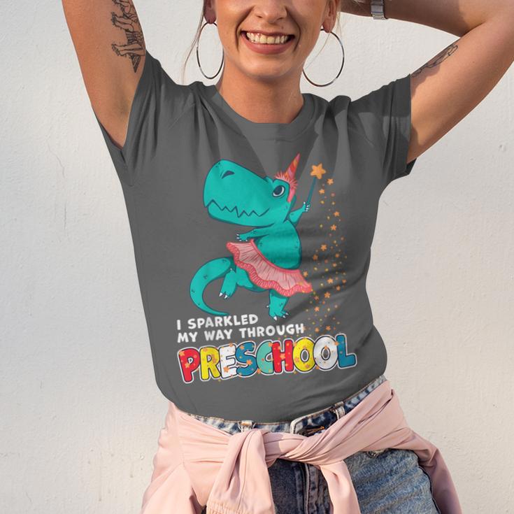 Cute Magical Ballerina Dino Unicorn Preschool Graduation Unisex Jersey T-Shirt