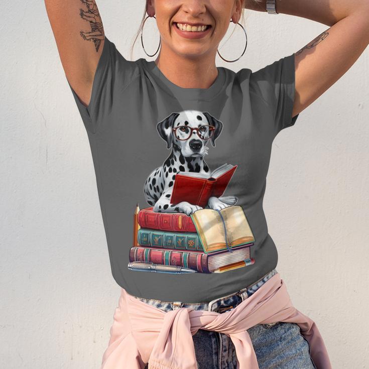 Dalmatian Reading Books Matching Bookworm Readers Librarian Unisex Jersey T-Shirt