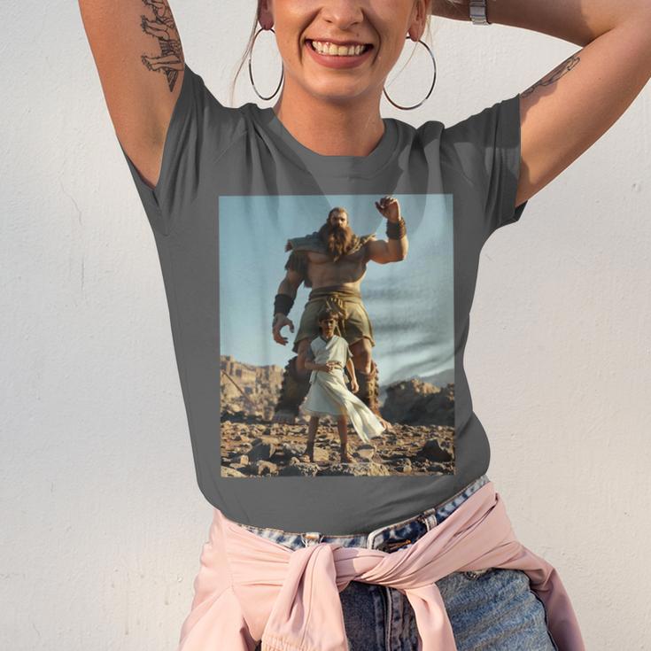 David And Goliath Bible Book Of Samuel King David Unisex Jersey T-Shirt David And Goliath Bible Book Of Samuel King David Unisex Jersey T-Shirt