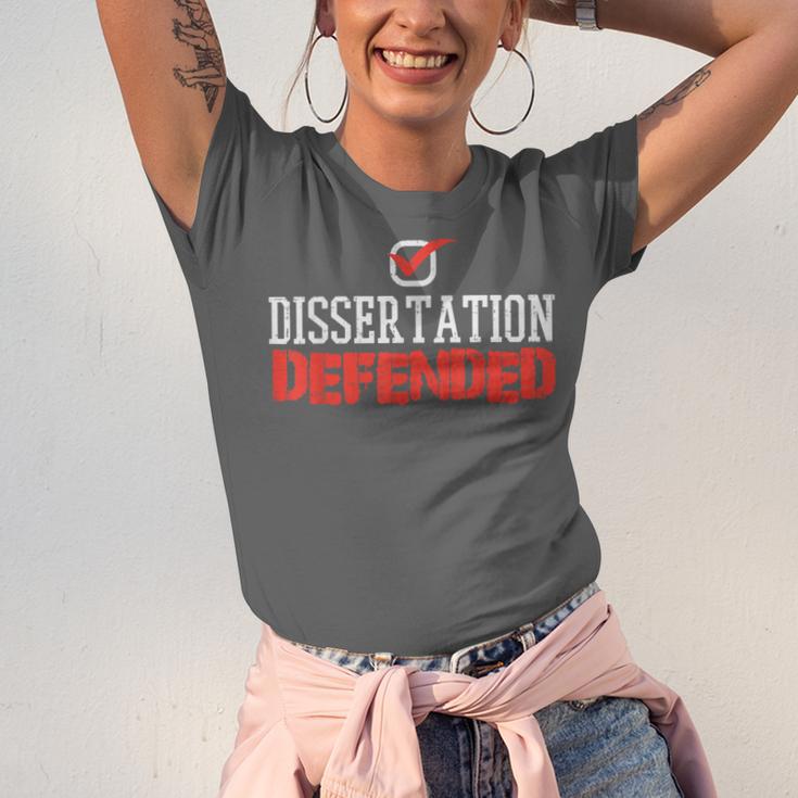 Dissertation Defended Doctorate Doctoral PhD Graduation Unisex Jersey T-Shirt