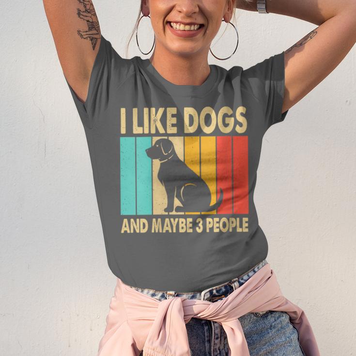 I Like Dogs And Maybe 3 People Introvert Unisex Jersey T-Shirt