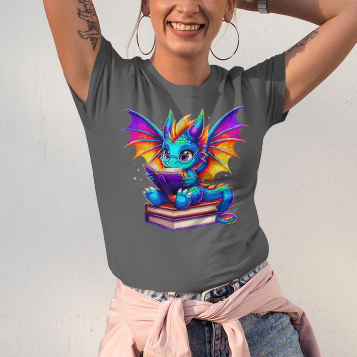 Dragon Reading a Book Bookworm Book Unisex Jersey T-Shirt
