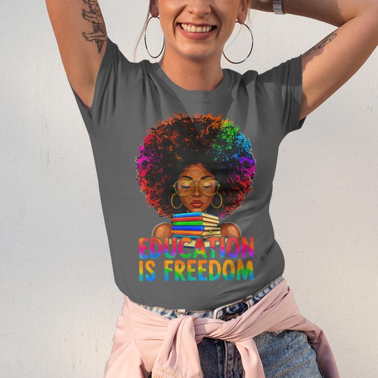 Education Is Freedom Teacher Books History Month Unisex Jersey T-Shirt