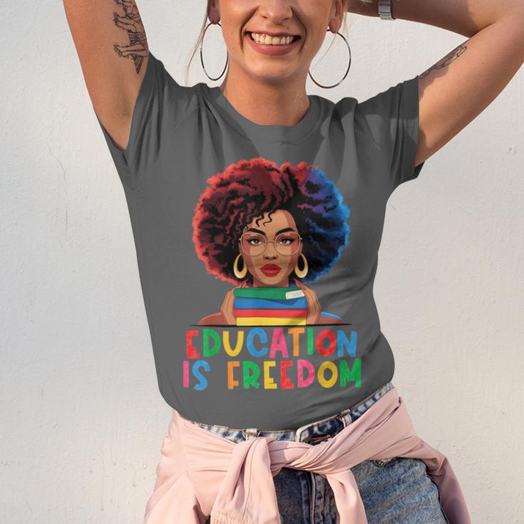 Education Is Freedom History Girl Women Book Lover Unisex Jersey T-Shirt Education Is Freedom History Girl Women Book Lover Unisex Jersey T-Shirt