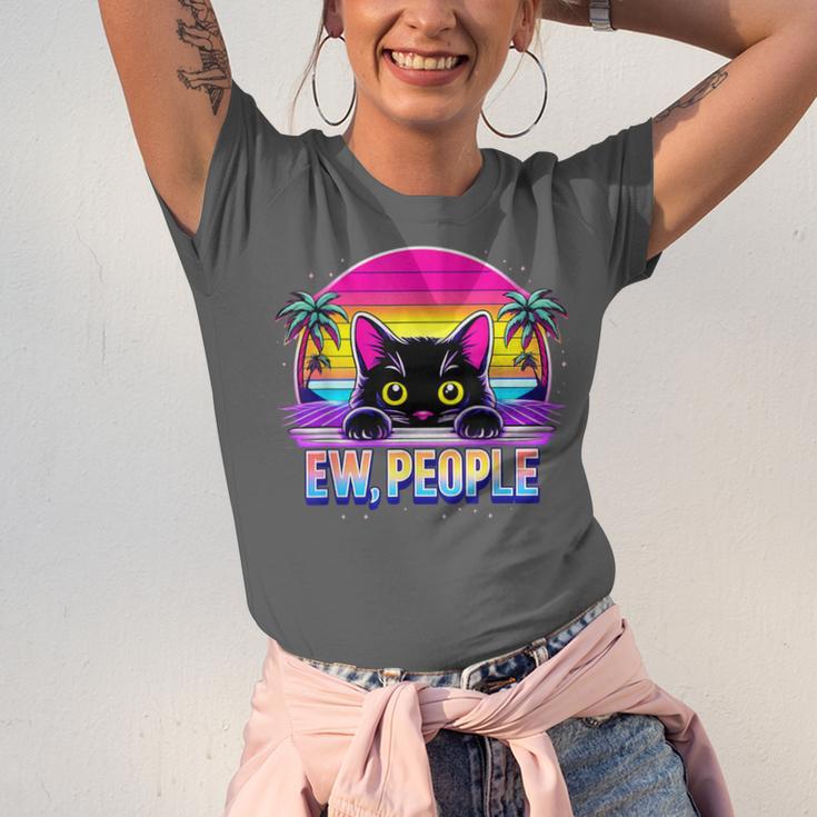 Ew Cat Misanthrope Introvert Synthwave 80s Unisex Jersey T-Shirt Ew Cat Misanthrope Introvert Synthwave 80s Unisex Jersey T-Shirt