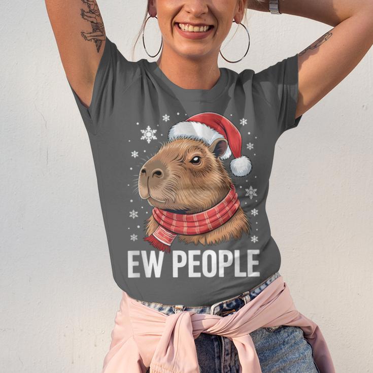 Ew People Capybara Christmas Introvert Holiday Humor Unisex Jersey T-Shirt