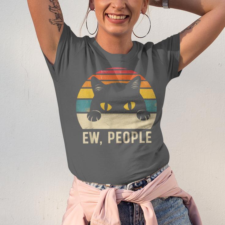 Ew People Retro Cat Vintage Anti-Social Introvert Unisex Jersey T-Shirt
