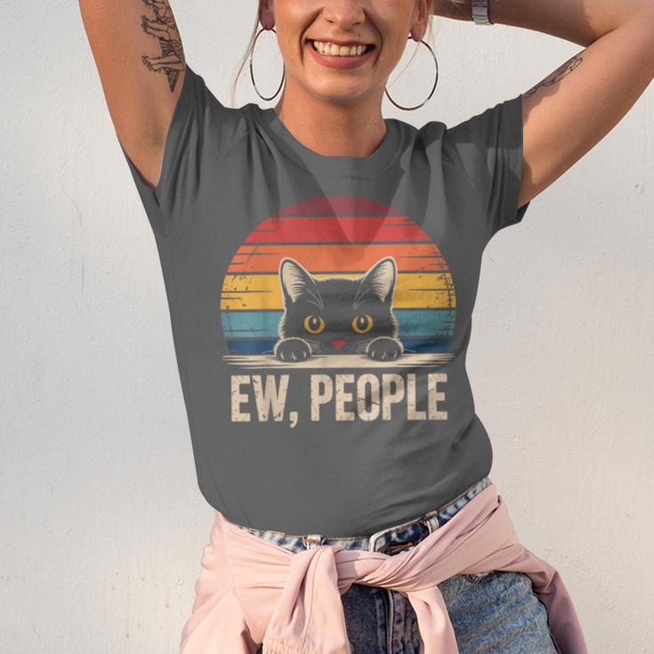 Ew People Retro Vintage Anti Social Cat Introvert Unisex Jersey T-Shirt