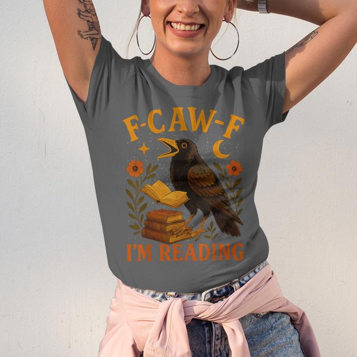 F CAW F Crow I'm Reading Book Lover Fall Unisex Jersey T-Shirt