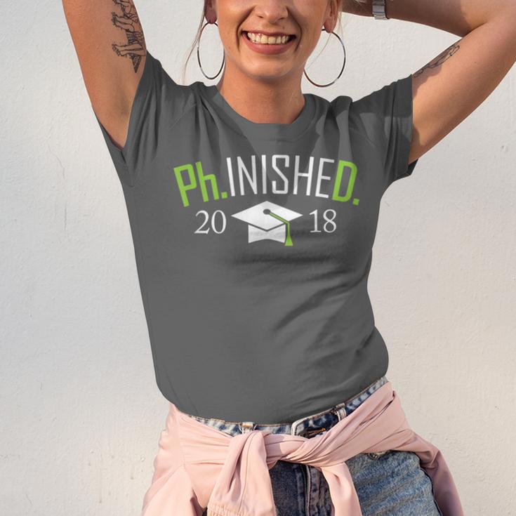Finished PhD PhInished 2018 Graduation Shirt Unisex Jersey T-Shirt