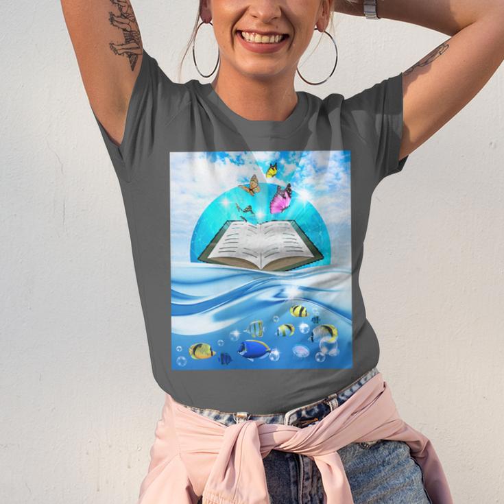 Frutiger Aero Aesthetic Tech Book Butterfly Unisex Jersey T-Shirt