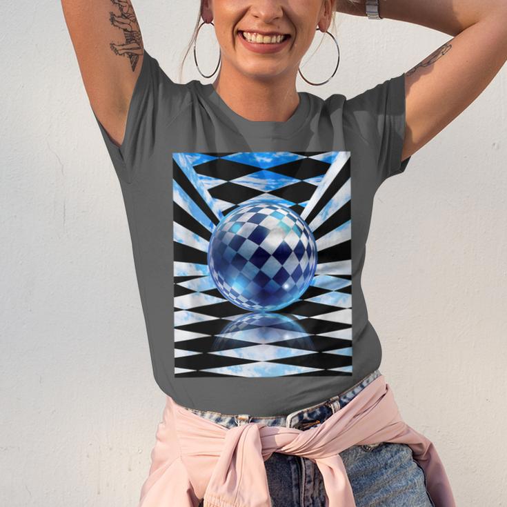 Frutiger Aero Aesthetic Tech Checkered Room Orb Sky Unisex Jersey T-Shirt Frutiger Aero Aesthetic Tech Checkered Room Orb Sky Unisex Jersey T-Shirt