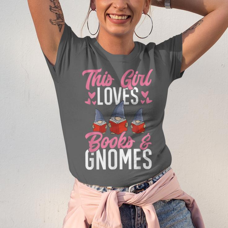 This Girl Loves Books And Gnomes Gardener Dwarf Garden Gnome Unisex Jersey T-Shirt This Girl Loves Books And Gnomes Gardener Dwarf Garden Gnome Unisex Jersey T-Shirt