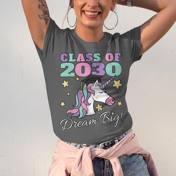 Girls Class Of 2030 Magical Unicorn Graduation Cap Unisex Jersey T-Shirt