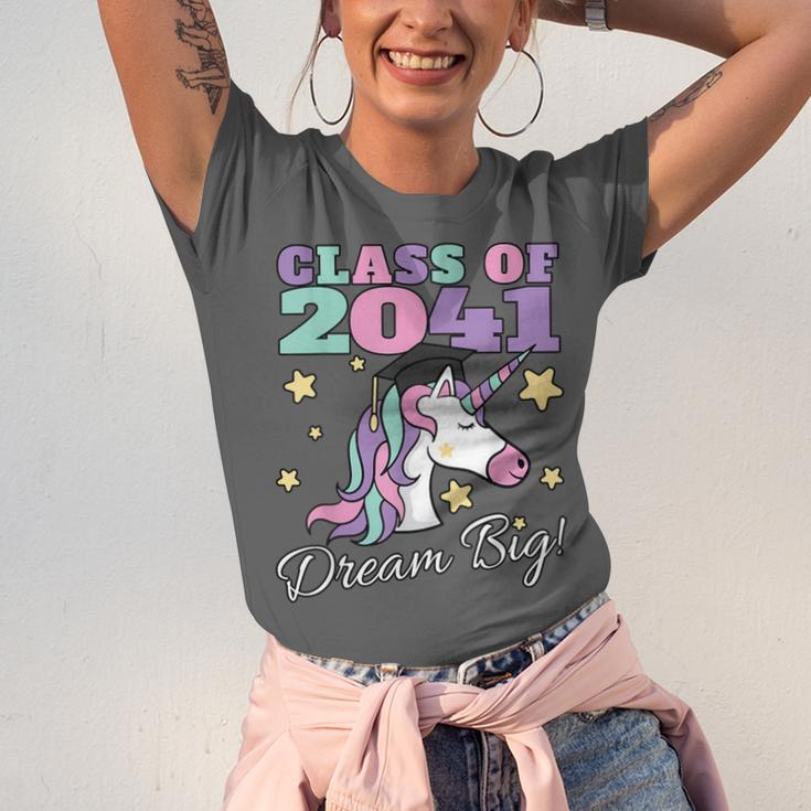 Girls Class Of 2041 Magical Unicorn Graduation Cap Unisex Jersey T-Shirt