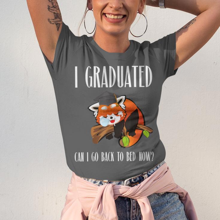 I Graduated Can I Go Back To Bed Sleepy Red Panda Graduation Unisex Jersey T-Shirt