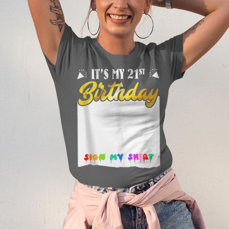 Guestbook My 21st Birthday Sign My Shirt Birthday Party Unisex Jersey T-Shirt