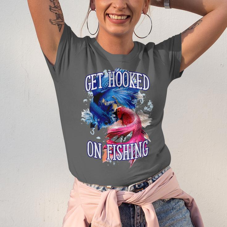 Hooked On Fishing Introvert Sayings Antisocial Quotes Unisex Jersey T-Shirt Hooked On Fishing Introvert Sayings Antisocial Quotes Unisex Jersey T-Shirt