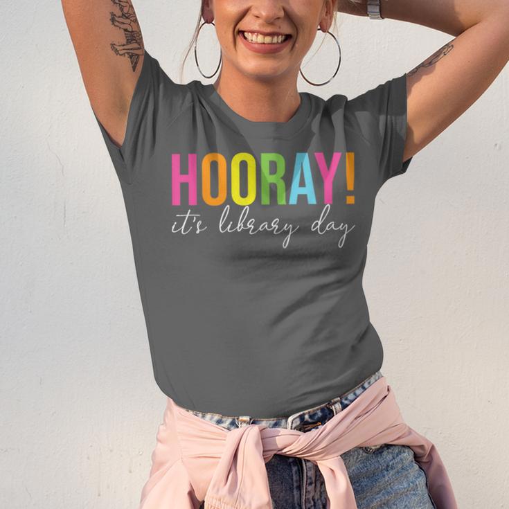 Hooray It's Library Day Teacher Reader Books Back To School Unisex Jersey T-Shirt