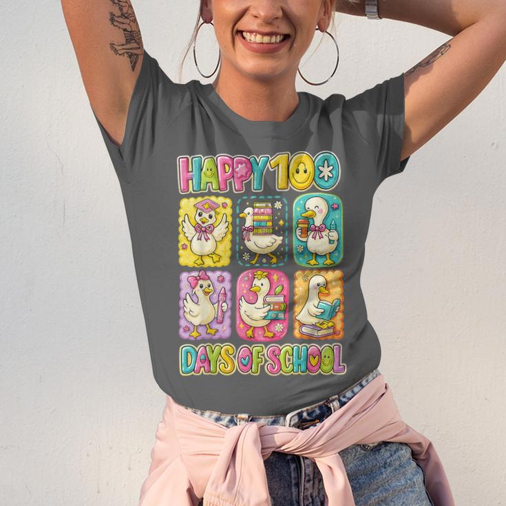 HUGvyn Happy 100 Days Of School Teacher Goose Preppy Books Unisex Jersey T-Shirt