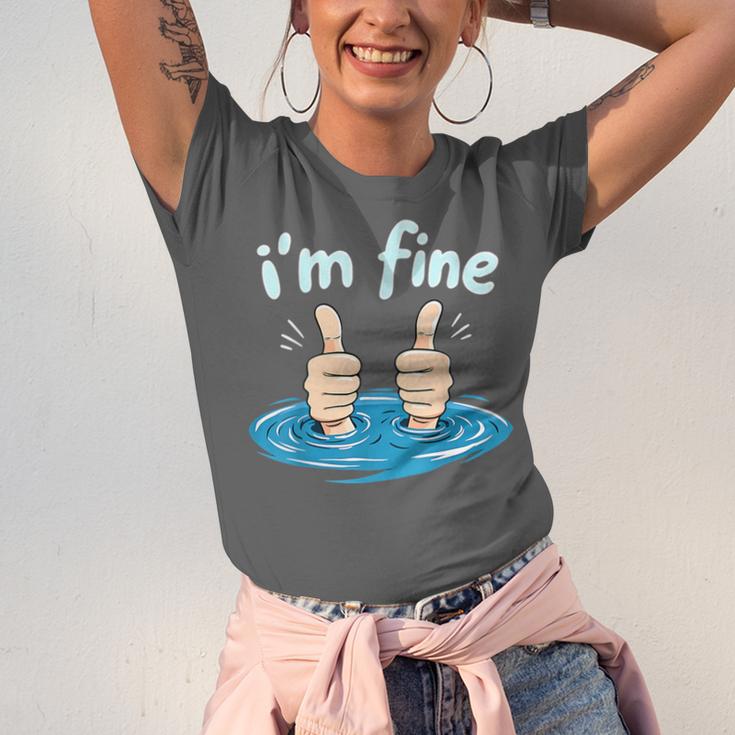 I'm Fine Drowning Thumbs Up Introvert Meme Humor Unisex Jersey T-Shirt