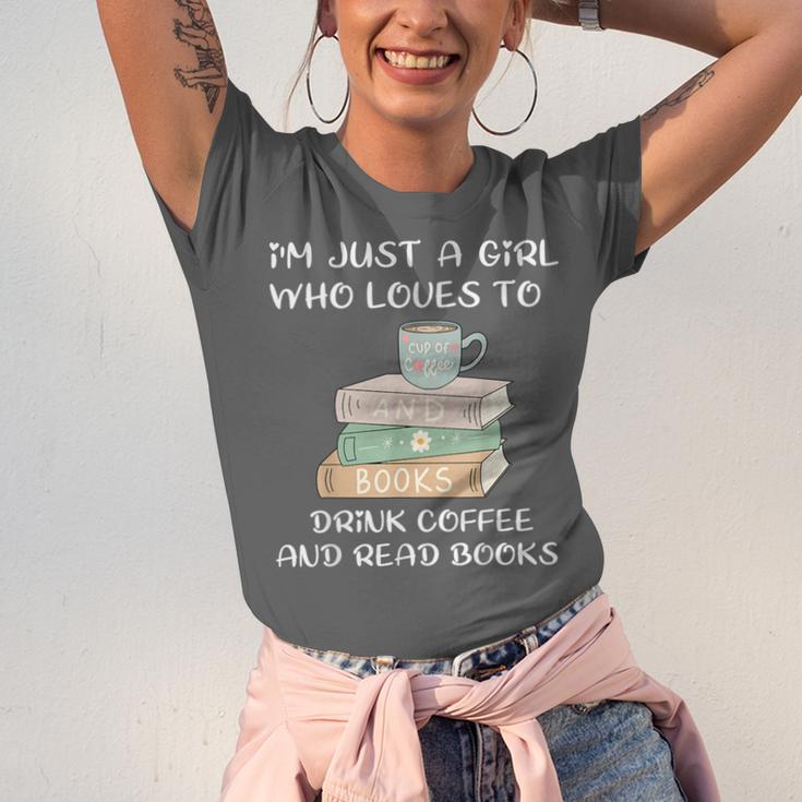 I'm Just a Girl Who Loves To Drink Coffee And Read Books Unisex Jersey T-Shirt